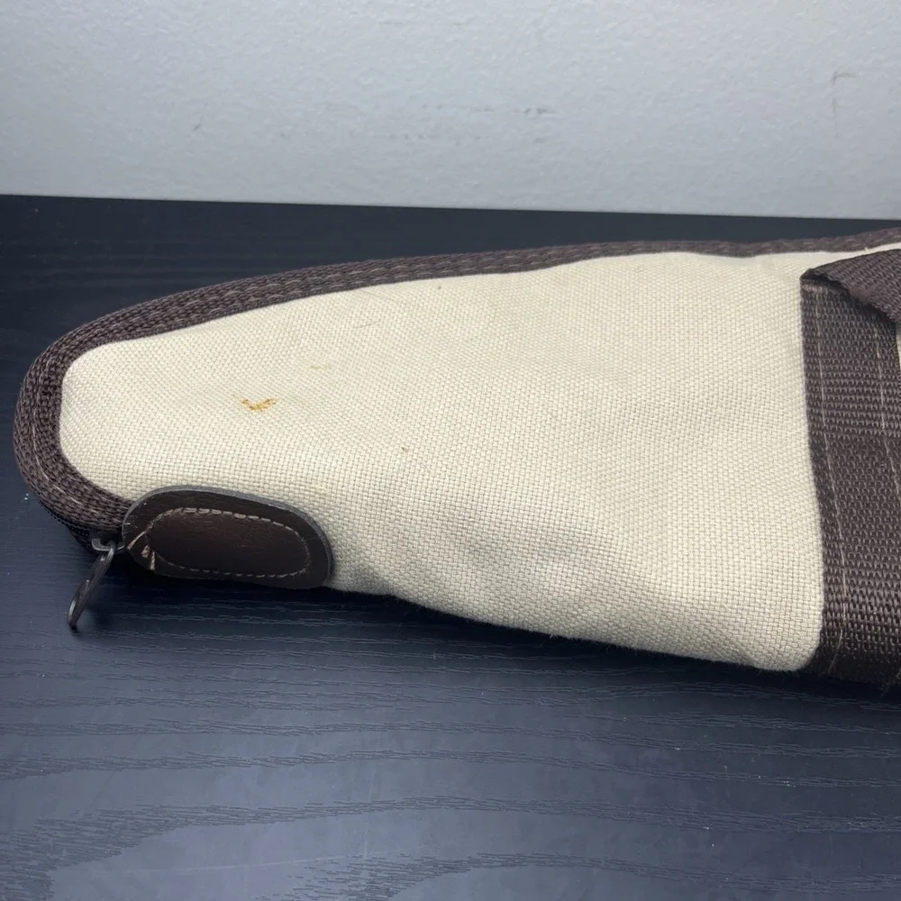 Vintage Beige Canvas Utility Carry Case Small Padded Zippered Storage Bag